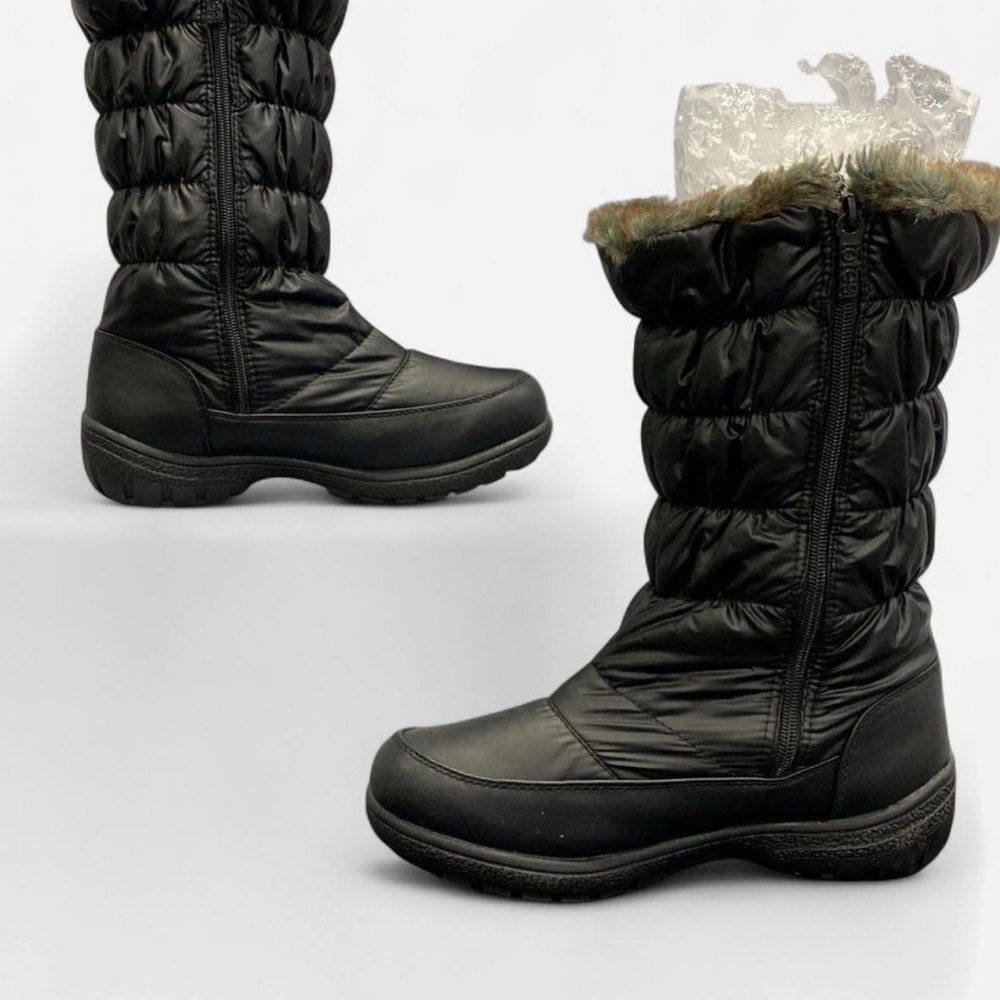 Totes Black Faux Fur Trim Bonnie Snow Boots Size 8